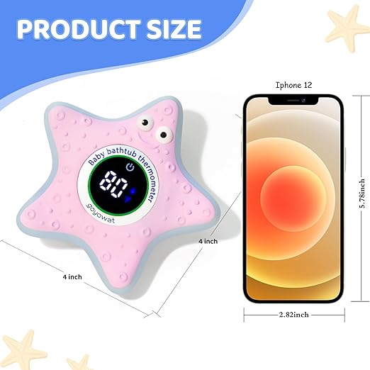 Bath Thermometer with LED Display and Temperature Warning, Digital Room Fahrenheit Water Temperature Thermometer, Infant Bath Toys Floating Toy Safety Thermometer for Kids Newborn, Yellow