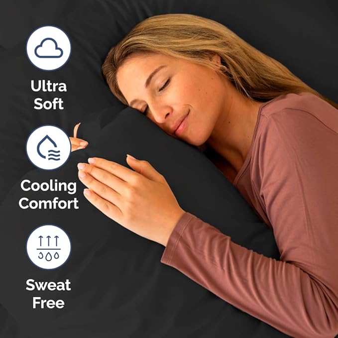RV Short Queen Sheet Set 60 X 75 - 4 Piece RV Short Queen Bed Sheets - Soft, Breathable and Cooling - Designed for Bunks, Trailers & Campers - Fits 8” to 12" Mattress - Hotel Luxury Bedding - Black