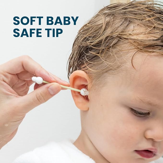 LastSwab® Reusable Cotton Safety Swabs for Baby Ear Cleaning - The Sustainable and Sanitary Alternative to Single-Use Q Tips - Easy to Clean and Zero Waste - Convenient Travel Case Holder