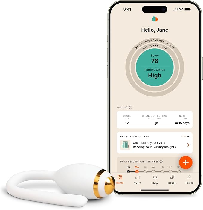 kegg Fertility Tracker + Free Fertility App | Discover Your Most Fertile Days | No Recurring costs | Predicts Fertile Window | Helps Exercise Pelvic Floor Muscles