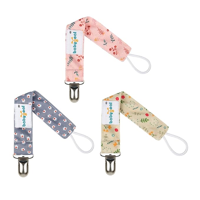 Babygoal Floral Pacifier Clips, 6 Pack Pacifier Holder Clips 6MP21