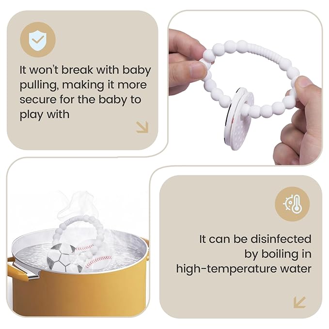 Silicone Baby Ring Toy with Baseball,Soccer Teethers,Must Haves Teething Relief Chew Toys for 0-6,6-12 Months Boys and Girls,Newborns Essentials,Safe and Soft,BPA Free.