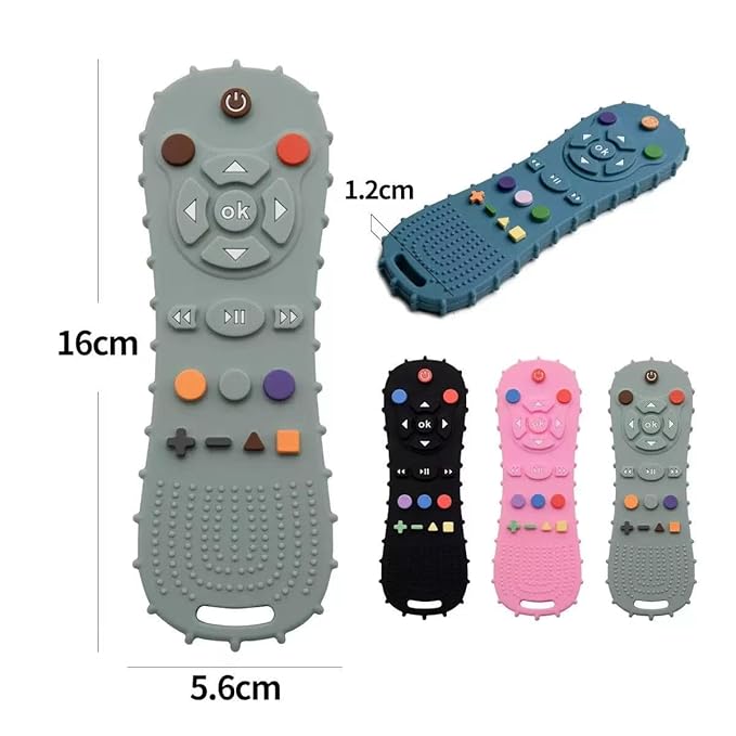 Baby Teething Toy, Soft TV Remote and Game Controller Shape Chew Set, Educational Toy for Intellectual Development, Safe Silicone for Toddler and Infant (Blue (Remote Control))