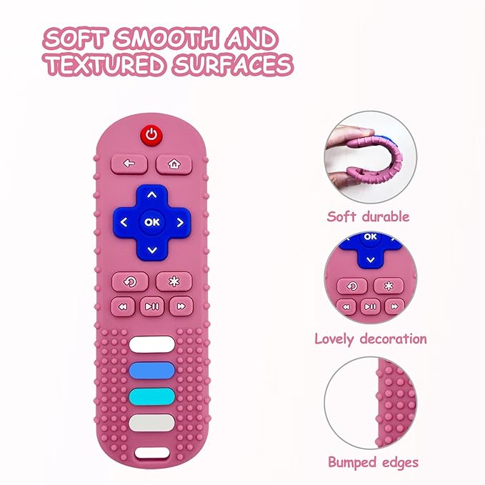 YAPROMO Baby Teething Toys,Reomte Teether Toys, Silicone Chew Toy for Babies 18+ Months, Remote Control Shape Teething Toys, Early Educational Toy BPA Free & Refrigerator Safe
