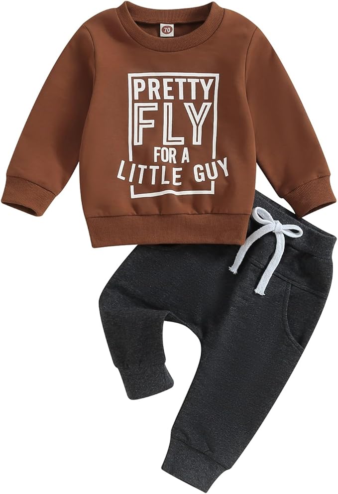 Toddler Baby Boy Fall Outfit Crewneck Long Sleeve Sweatshirt Tops Elastic Pants Jogger Cute Newborn Winter Clolthes Set