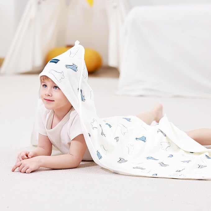 GRSSDER Baby Hooded Towel 2 Pack for Newborn, Super Soft Bath Towels with Original Designs, Ultra Absorbent Knit Terry, Large Toddler Towels with Hood for Boys Girls, Shower Gifts for Infant,34"x 34"