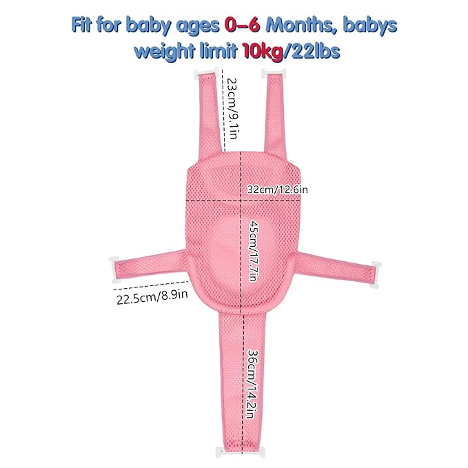 Colorlife Baby Bath Seat Support Net Infant Bathing Seat Support Mat, Adjustable Comfortable Non-Slip Five-Pointed Baby Shower Net Bathtub Sit Up Mesh for Newborn 0-6 Months-Pink(No Bathtub)