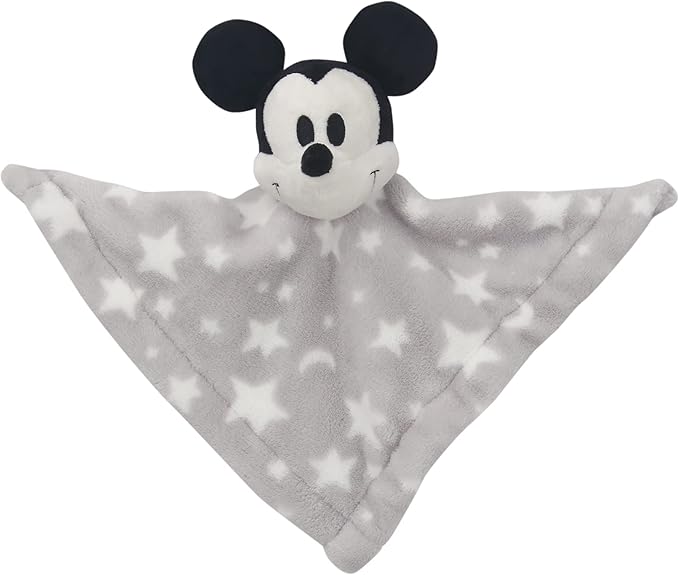 Lambs & Ivy Disney Baby Mickey Mouse Gray Stars Security Blanket/Lovey