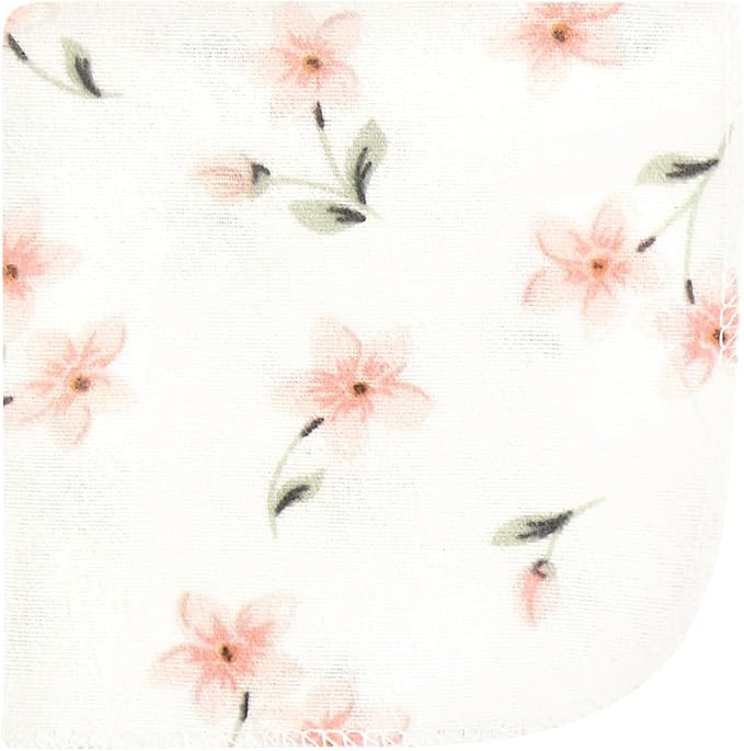 Hudson Baby Unisex Baby Flannel Cotton Washcloths, Pink Dainty Floral 10 Pack, One Size