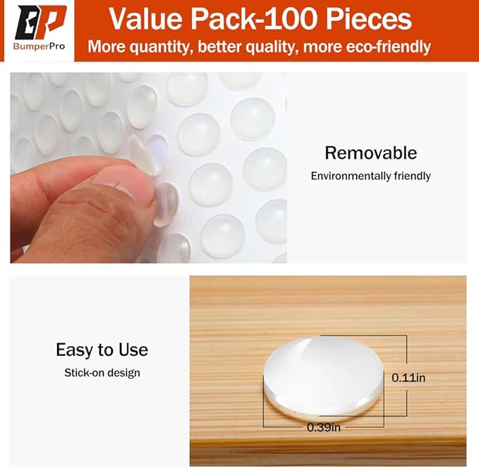 6-Pack Door Stoppers Wall Protector, 2" Self Adhesive Door Bumpers for Wall, Clear Rubber Door Knob Wall Protector, Door Stop Wall, Silicone Door Handle Stoppers for Home & Office