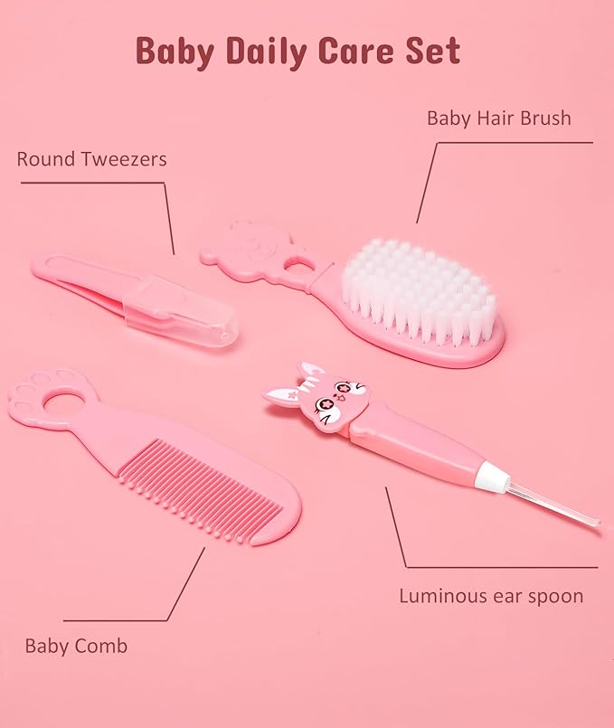 Baby Healthcare and Grooming Kit, Electric Safety Nail Trimmer Baby Nursery Kit, Newborn Care Kits with Hair Brush Comb for Newborn Infant Toddlers Baby Boys Girls Kids, Baby Shower Gifts