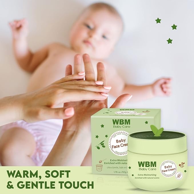 WBM Care Baby Face Cream | Non-Greasy & Fragrance-Free, 100% Natural, Moisturizing Face Cream, Plant-Based Formula, Perfect for Your Baby's Delicate Skin, 1.76 oz.