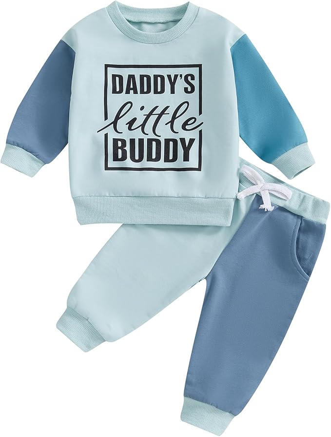 Baby Boy Fall Clothes Set Long Sleeve Letter Print Sweatshirt Pants Toddler Infant Outfits 6 12 18 24 Months 2T