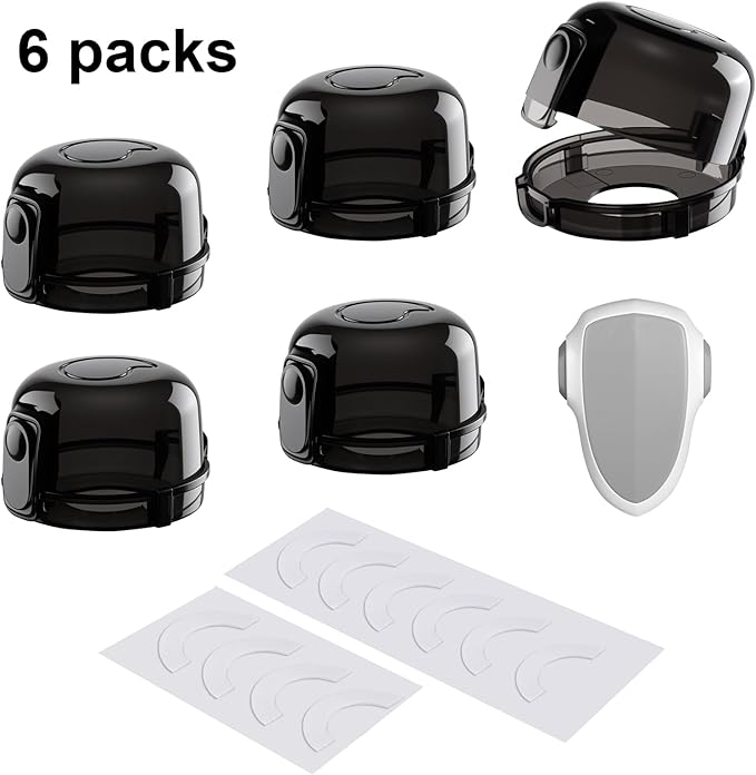 Stove Knob Safety Covers & Oven Lock for Child Baby Proofing Kitchen Universal Size Gas Knob Covers Clear View Childproof Oven Knob Covers for Kids and Pets (5packs +1locks)