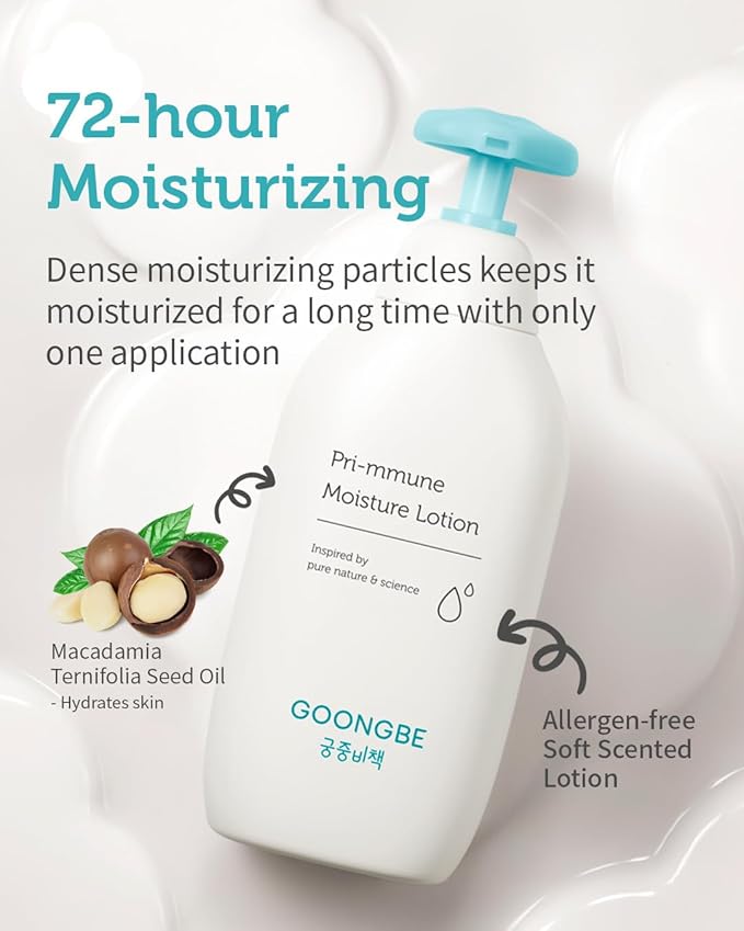 GOONGBE Pri-mmune Shampoo Bath & Moisture Lotion - Korean Baby Cleanser and Body Lotion - Hypoallergenic Moisturizing & Calming Daily Skincare - Gentle Cleanse, Naturally Derived, 11.8 oz.