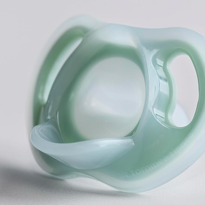 Tommee Tippee Ultra-Light Silicone Pacifier,6-18 Months,Symmetrical One-Piece Design,BPA-Free Silicone Binkies,Clear/Blue/Yellow,(Pack of 48)