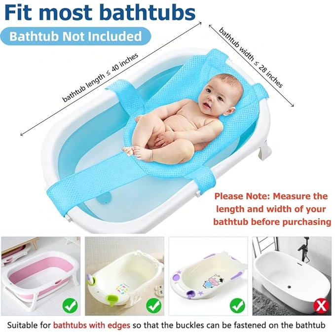 Baby Bath Support Mesh Pad Newborn Bath Tub Seat Net Non-Slip Baby Tub Mat Floating Bathtub Seat Cushion Adjustable Pillow for Bathing Cushion Pad Mat for 0-3 Years Old (No Bathtub)