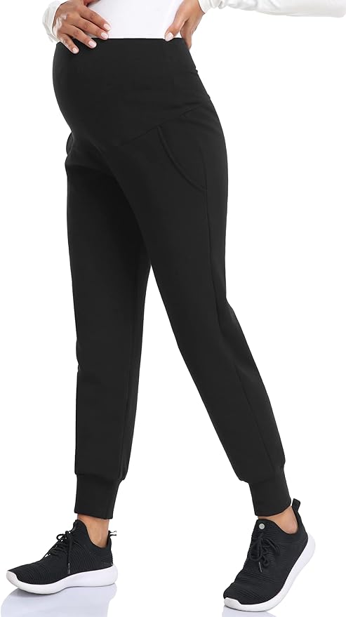 AMPOSH Women's Maternity Pants Stretchy Lounge Workout Sweatpants Casual Loose Comfy Pregnancy Joggers with Pockets