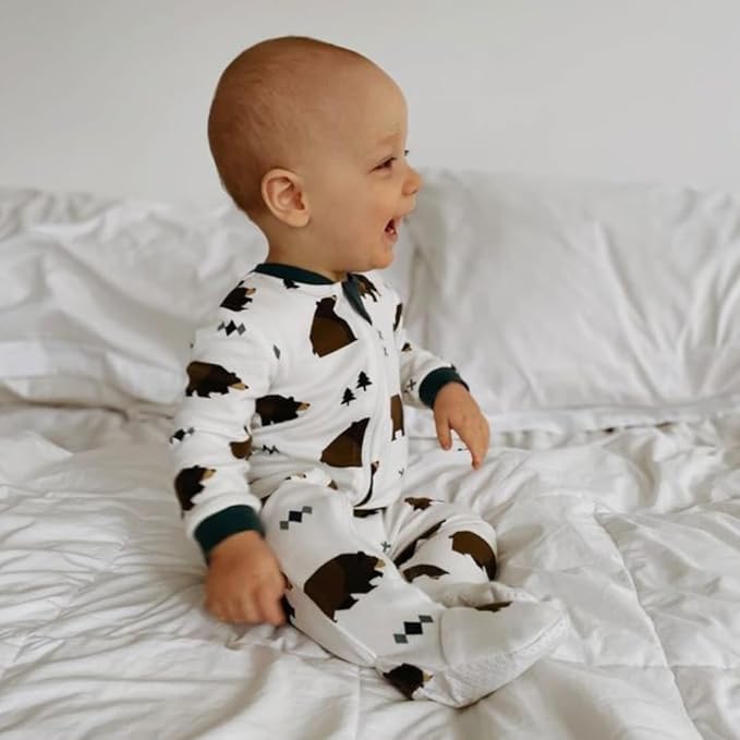 zippyjamz – Zipper Organic Sleeper Footed Onesies Sleeper Baby Pajamas with Inseam Zipper