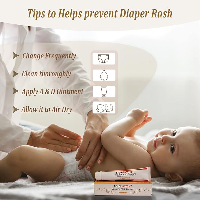 A and D Ointment by Sion Biotext Baby Diaper Rash Vitamin A + D Cream for Dry Skin, Cuts, Burns Soothing Baby Care Medical Moisturizer + First Aid. (1 Tube 4oz)