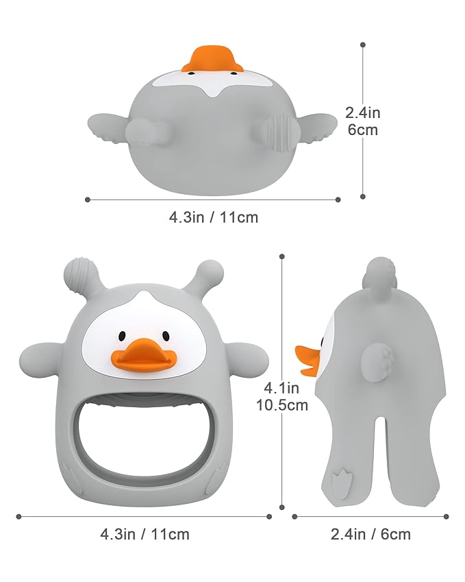 Teething Toys for Babies 0-6 Months, Never Drop Silicone Baby Teether, Hand Pacifier for Sucking Babies, Soothing Pain Relief, Best Chew Toy for Teething Baby, Teething Mitten for New Born -Grey