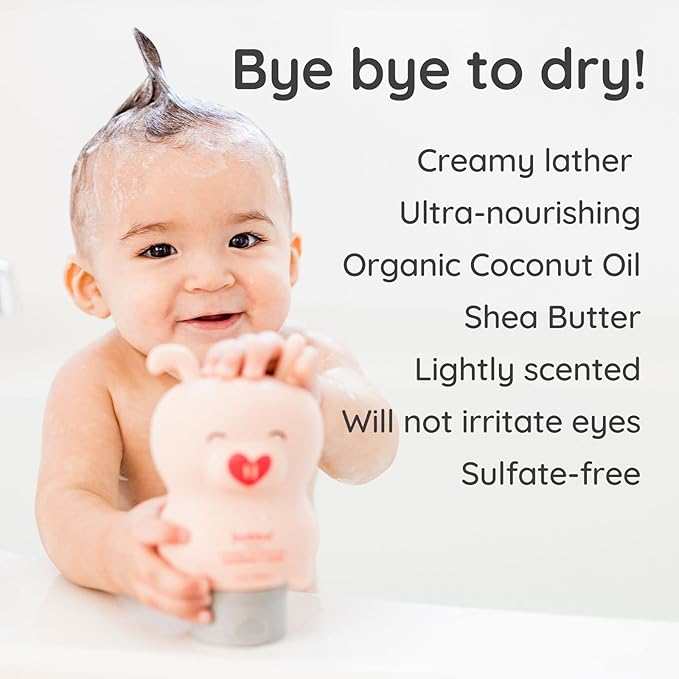 Bubbsi Creamy Coconut Oil Baby Shampoo & Wash | Light Natural Scent | Won't irritate eyes | Organic Coconut Oil + Shea | Gentle, Sulfate-free, Nourishing | Cradle Cap, Eczema (Refill Size, 32oz)