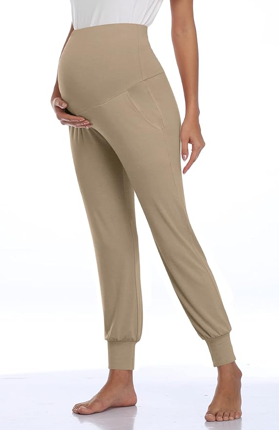 AMPOSH Women's Maternity Pants Stretchy Lounge Workout Sweatpants Casual Loose Comfy Pregnancy Joggers with Pockets