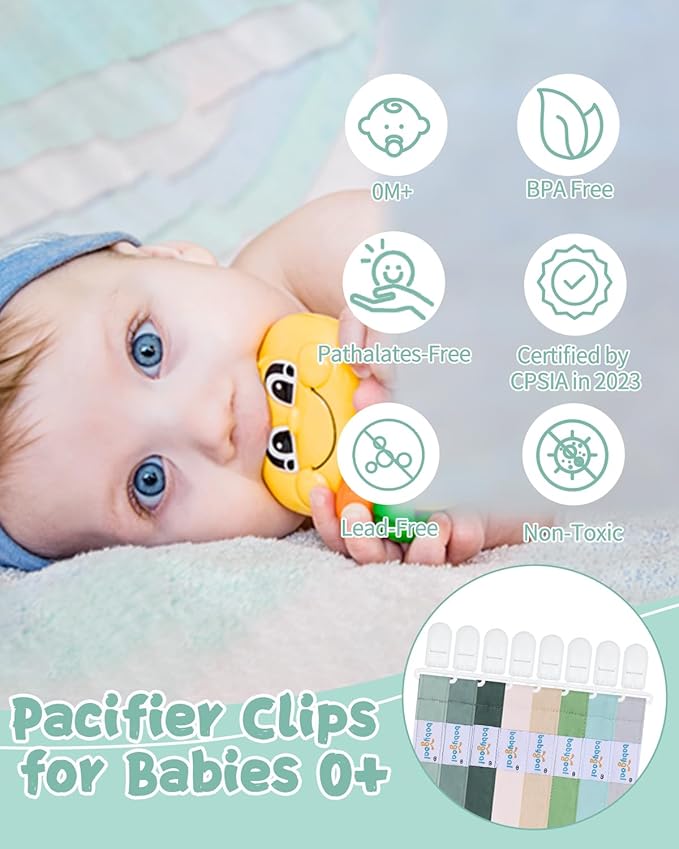 babygoal Baby Pacifier Clips 8 Pack, Pacifier Holder Clips Fits for Most Pacifier and Binkies-Neutral Color 8PS43