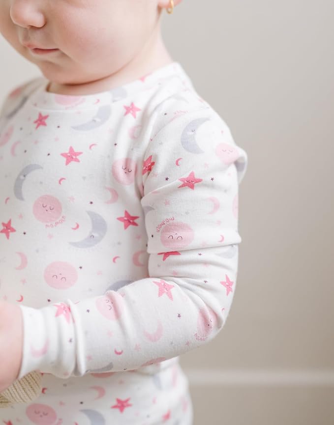 moimoln Sibling Matching 6M-8Y Soft Warm Cotton Modal Character Long Sleeve Snug-Fit Pajama Long Sleeve Sleepwear Daily