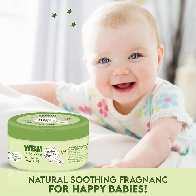 WBM Care 3 in 1 Baby Powder | Skin Reparing, Nourishing & Dry | Natural Dusting Powder | 4.9 oz