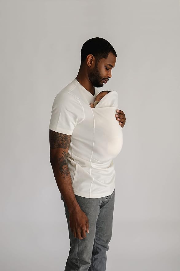 Lalabu The Dad Shirt | Hands-Free Baby Carrier for Dad with Kangaroo Pouch | Engineered for Bonding, Safety, & Comfort for Newborns Up to 15 Lbs. | CPSC Compliant - Natural - Large