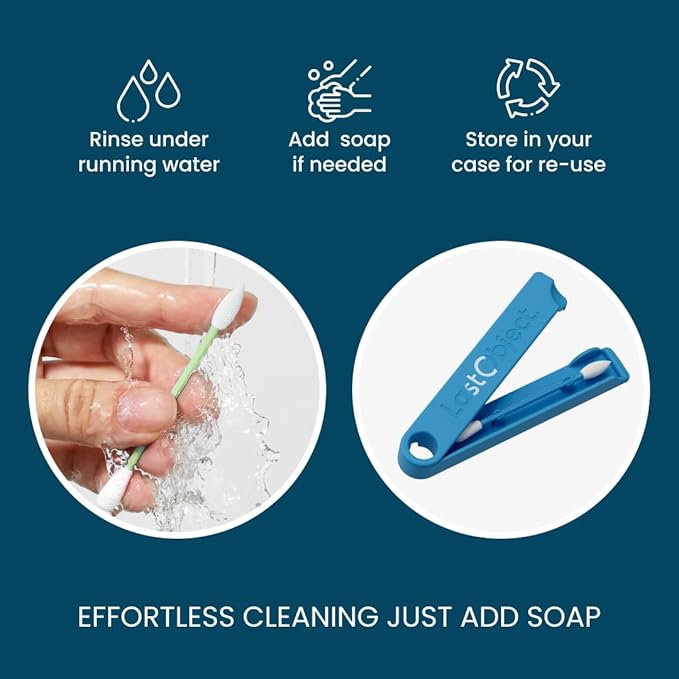 LastSwab® Reusable Cotton Swabs for Gentle and Eco-Friendly Beauty Routines - The Sustainable Alternative to Single-Use Q Tips - Zero Waste & Easy to Clean - Comes with a Convenient Travel Case Holder