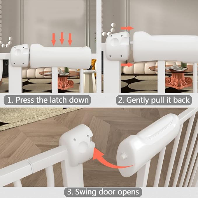 Fairy Baby 38.5-43.5 Inch Wide Baby Gate for Doorways Stairs, Hallway Walk Through Child Gates with Pressure Mounted Extention, Indoor Safety Child Gates for Kids or Pets