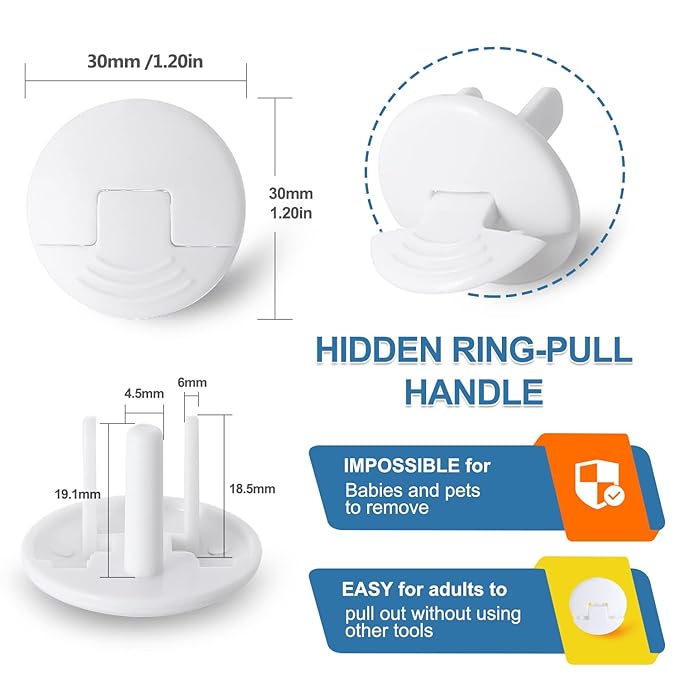 PRObebi Outlet Covers Baby Proofing White - 76 Pack Plug Covers for Electrical Outlets, Child Proof Socket Covers, Baby Safety Products for Home, Office, Easy Insatllation