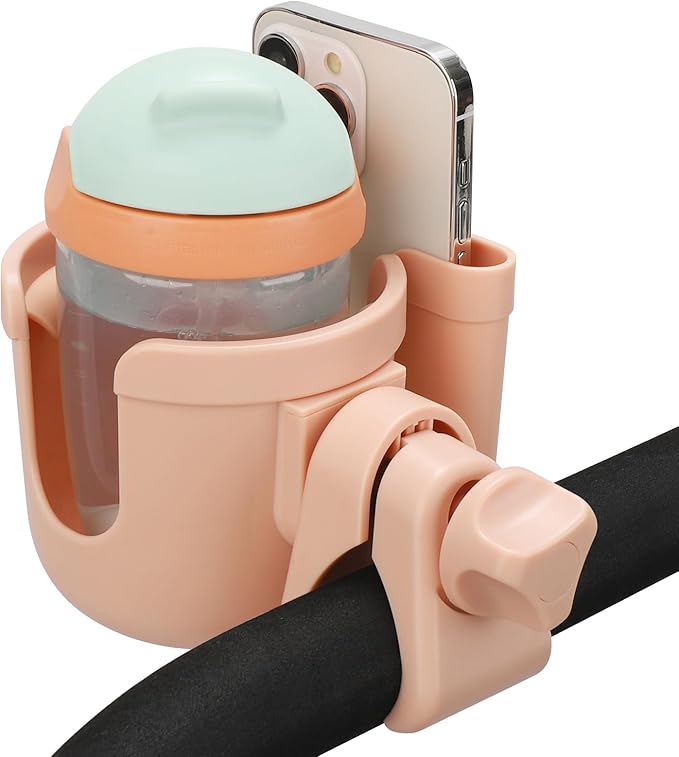 Accmor Stroller Cup Holder with Phone Holder, Bike Cup Holder, Universal Cup Holder for Uppababy Nuna Doona Strollers, 2-in-1 Cup Phone Holder for Stroller, Bike, Wheelchair, Walker, Scooter