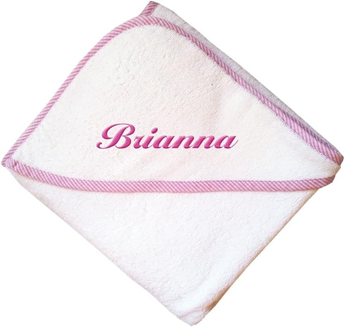 Custom Personalized Embroidered Cotton Soft White Girl Bath Baby Hooded Towel