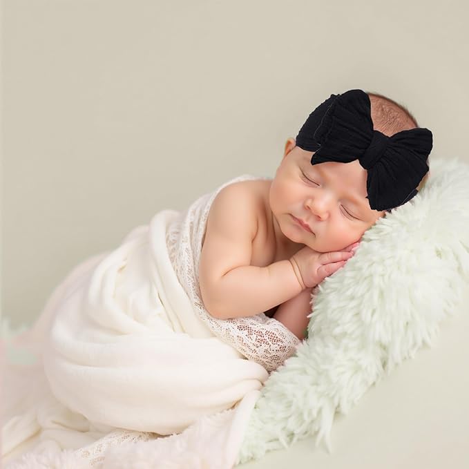 Baby Girl Bows Newborn Headband Stretchy Double Bows Soft Infant Toddlers