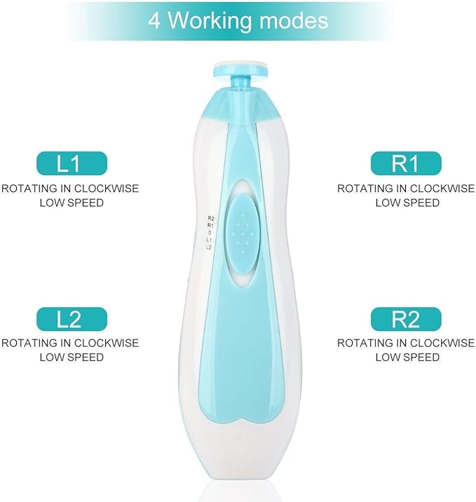 Baby Electric Nail File, 8 in 1 Safe Baby Nail Trimmer, Baby Nail Clippers with 6 Grinding Heads and Light, Baby Nail Care Kit for All Ages