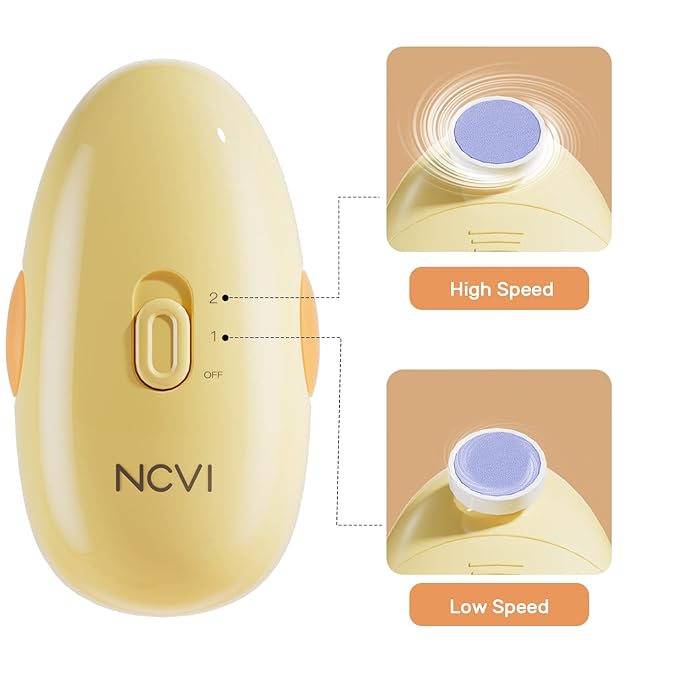Baby Nail Trimmer Electric, Safe Nail Clippers Set for Newborn, Infant & Toddler, 8 Grinding Heads, Baby Nail File & Polish, Gentle & Quiet, Grooming Kit for Kids, Yellow