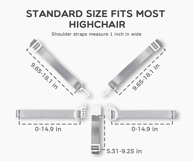 Minnebaby High Chair Straps, Replacement 5 Point Harness Straps for High Chair