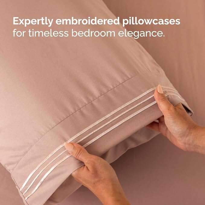 Flex Top Split Head King 4 Piece Sheet Set - Comfy Breathable & Cooling Bed Sheets Set - Hotel Luxury Bedding for Women, Men, Kids, Teens, Boys & Girls - Deep Pockets, Ultra-Soft - Oeko-Tex - Mauve