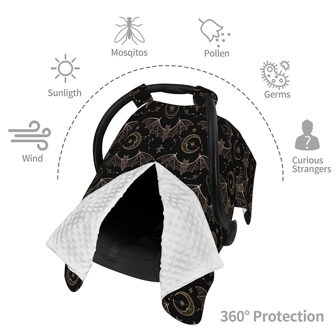 Night Bat Moon Baby Car Seat Canopy Nursing Cover for Newborn Car Seat Breastfeeding Covers Blanket Newborn Shower Gift