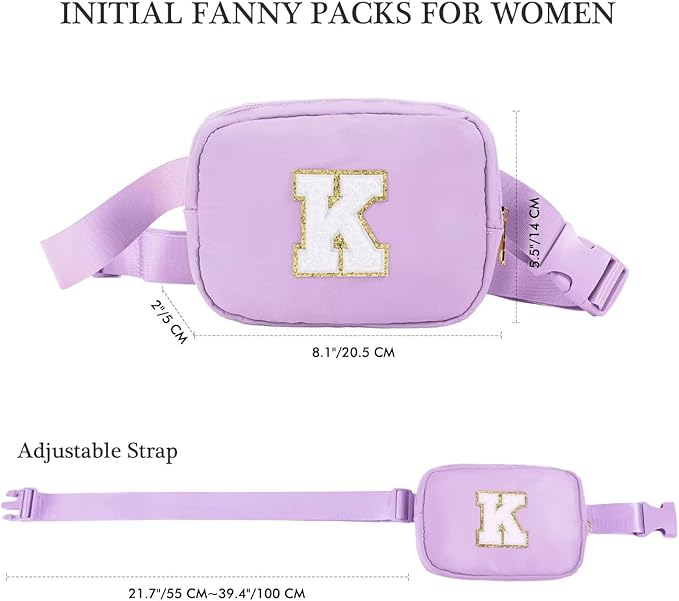 YOOLIFE Birthday Gifts for 4 5 6 7 8 9 10 11 12 13 14 Year Old Girls - Initial Fanny Pack Belt Bag Purse for Girls Teens Daughter Sister Niece, Personalized Trendy Stuff for Teen Girl Kids | Purple F
