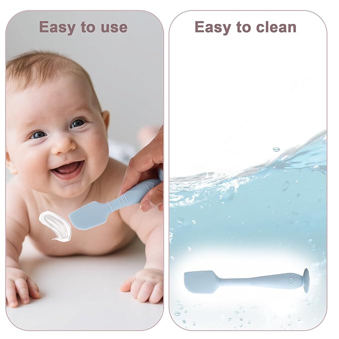 2pcs Baby Diaper Cream Spatula with Travel Case, 2 Sizes Soft Flexible Silicone Butt Paste Applicator Baby Diaper Rash Cream Spatula Bum Brush for Newborn(Blue)