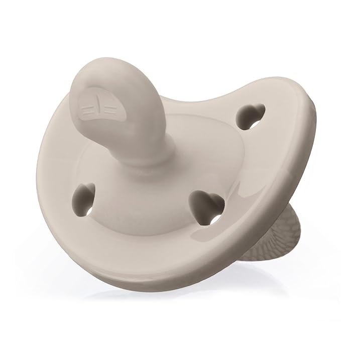 Chicco PhysioForma Luxe Orthodontic Pacifier, 6-16m | 100% Soft Silicone | Supports Breathing & Oral Development | Textured Shield & Handle | Includes Sterilizing Case | BPA Free | Grey, 2pk