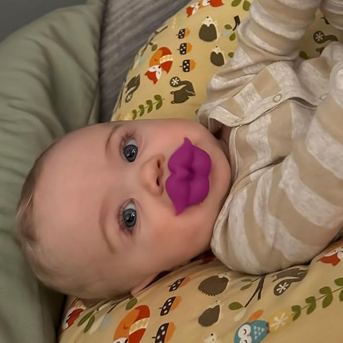 YAPROMO Funny Baby Pacifiers, 3 Pcs Lips Pacifiers for Babies 0-18 Months, Pink Lips Binky, Pacifier Gifts for Newborns,Infants, Toddlers,Baby Girl