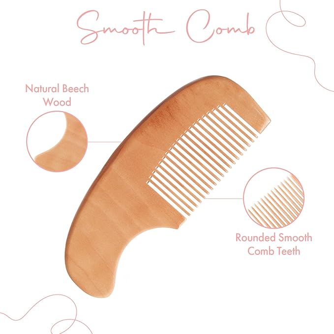 MYZI Baby Hair Brush Set – Baby Brush and Comb Set Newborn, Baby Comb and Brush Set Boy and Girl, Newborn Hair Brush and Newborn Comb - Baby Gift Set