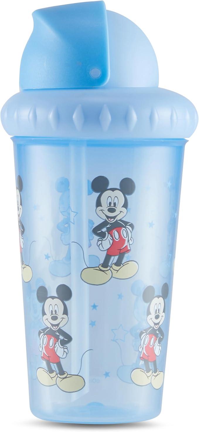 Disney Toddler Sippy Cups for Boys and Girls | 10 Ounce Sippy Cup Pack of Two with Straw and Lid | Durable Leak Proof Travel Water Bottle for Toddlers