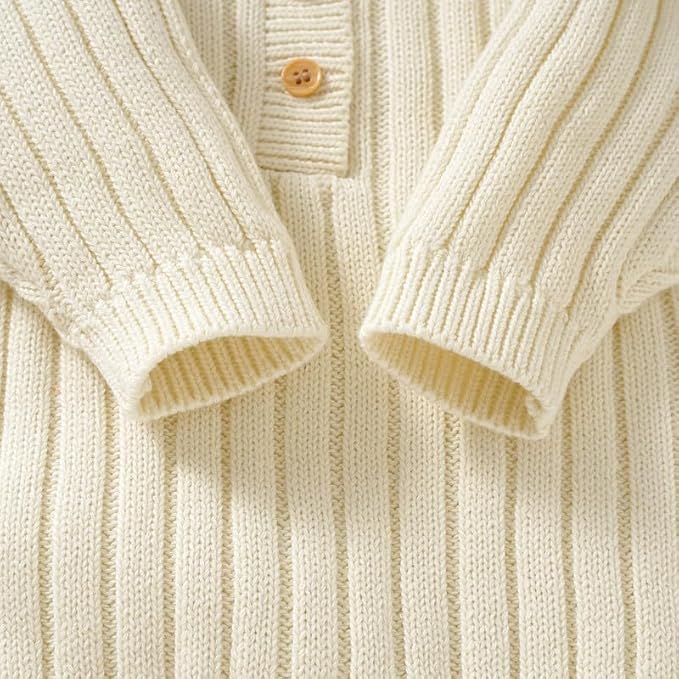 Neiwech Baby Boy Girl Romper Newborn Infant Knit Striped Solid Long Sleeve One Piece Jumpsuit Clothes