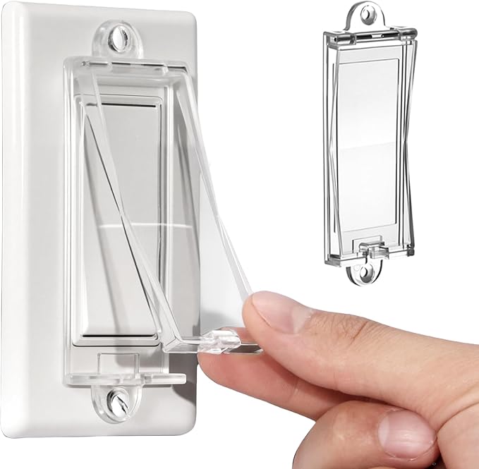 1 Light Switch Guard Cover, Baby Proof Wall Switch Cover Guard for Rocker Light Switch Protects Your Lights or Circuits from Being Accidentally Turned On or Off (Clear)